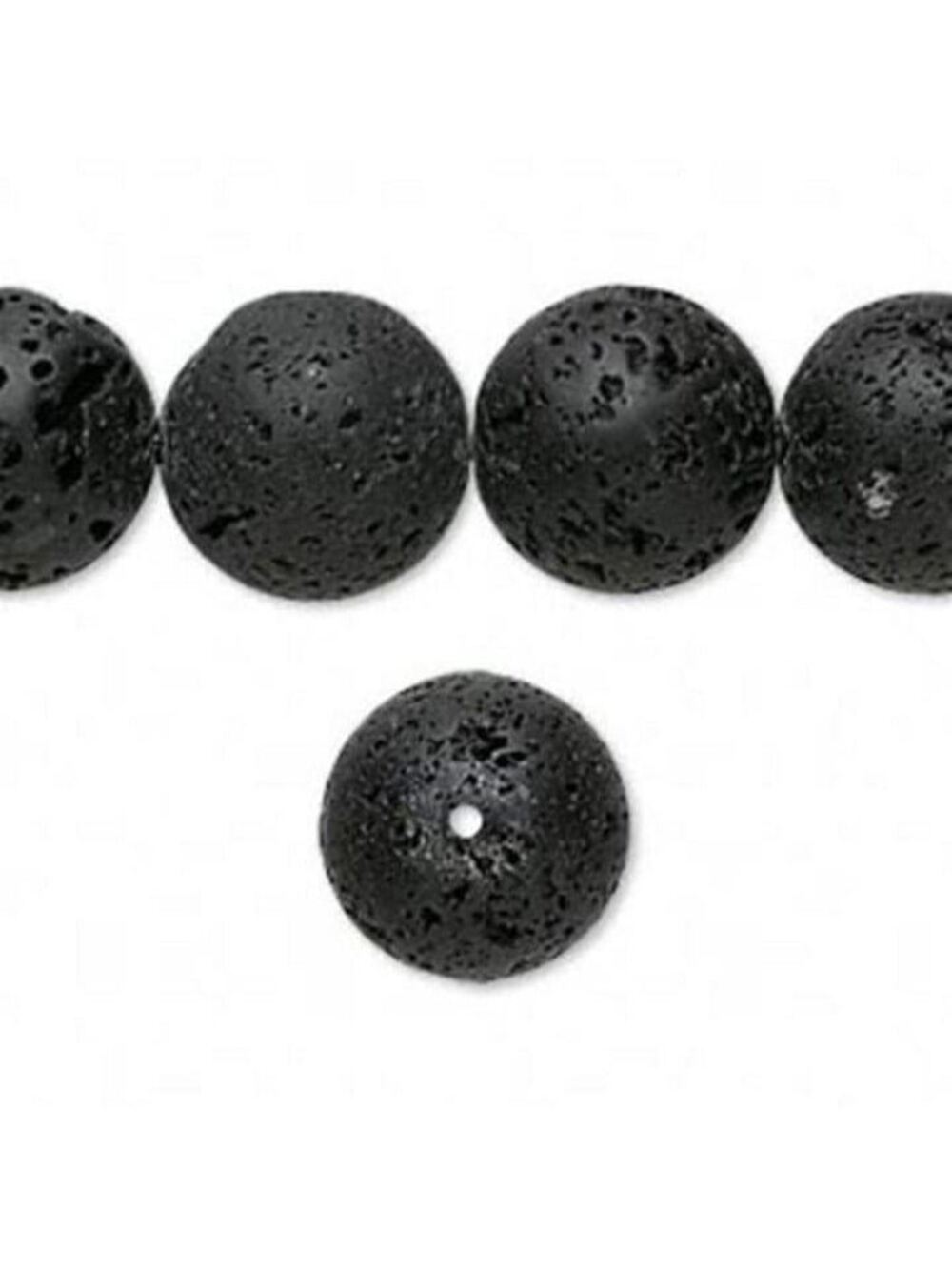 Natural Black Lava Rock Gemstone 14mm XL Round Beadsv 4 pcs